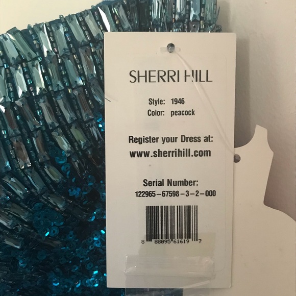 Sherri Hill 1946 Blue Strapless Sequin Gown - Picture 6 of 7